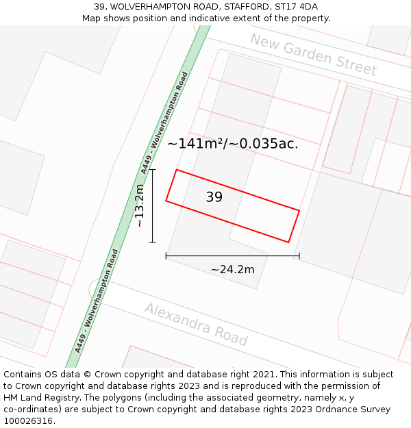 39, WOLVERHAMPTON ROAD, STAFFORD, ST17 4DA: Plot and title map