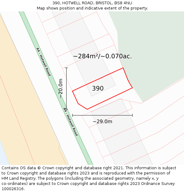390, HOTWELL ROAD, BRISTOL, BS8 4NU: Plot and title map