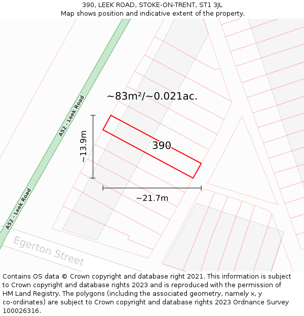 390, LEEK ROAD, STOKE-ON-TRENT, ST1 3JL: Plot and title map