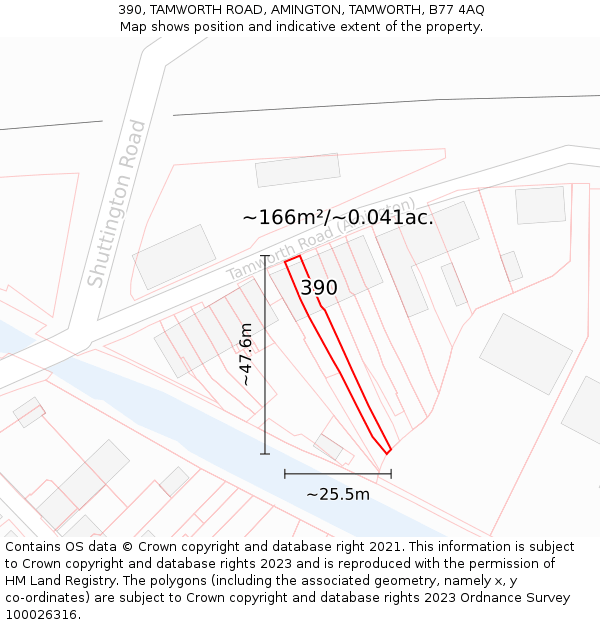 390, TAMWORTH ROAD, AMINGTON, TAMWORTH, B77 4AQ: Plot and title map