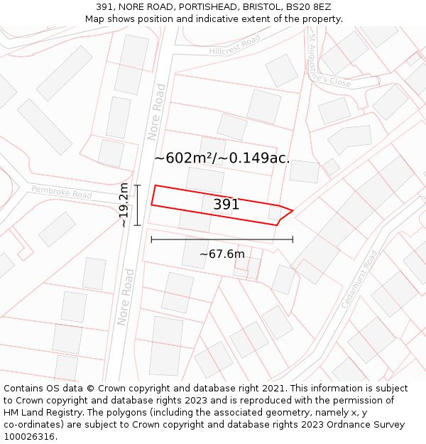 391, NORE ROAD, PORTISHEAD, BRISTOL, BS20 8EZ: Plot and title map