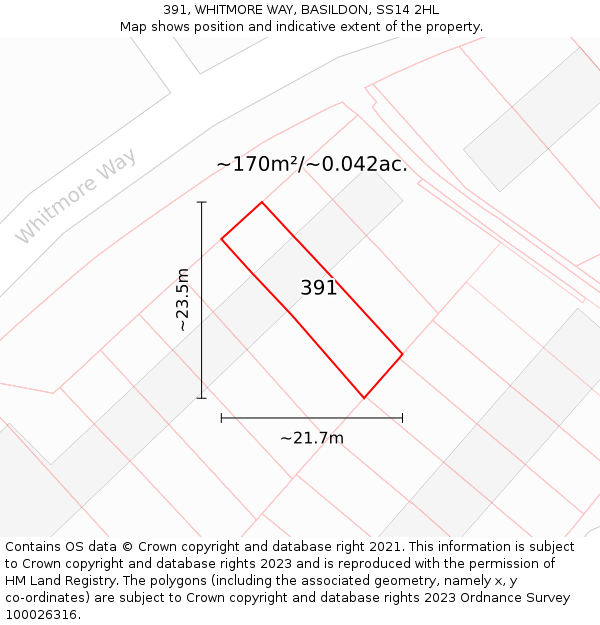 391, WHITMORE WAY, BASILDON, SS14 2HL: Plot and title map