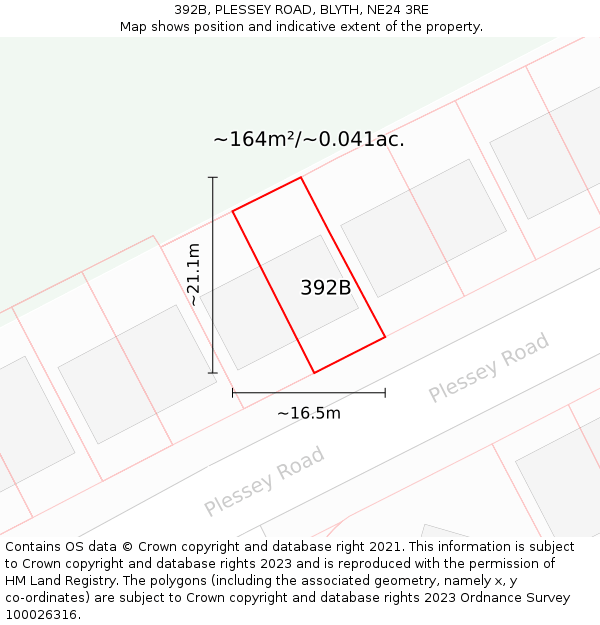 392B, PLESSEY ROAD, BLYTH, NE24 3RE: Plot and title map