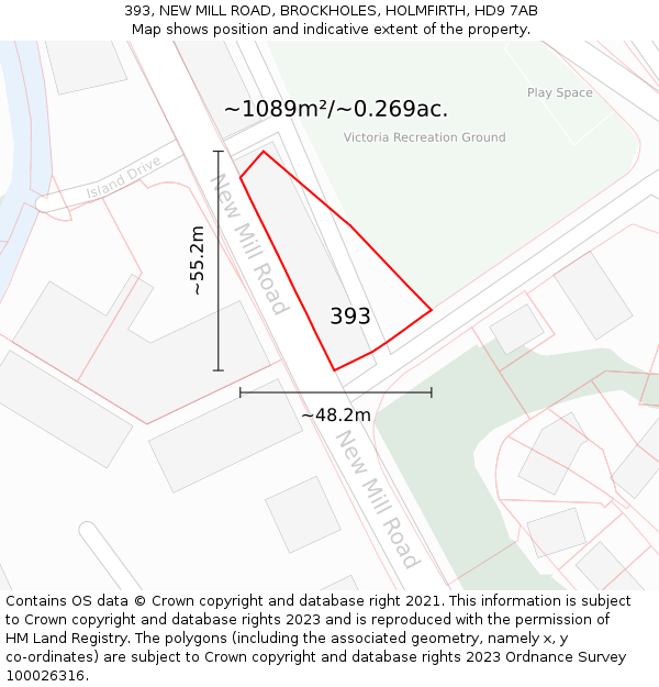 393, NEW MILL ROAD, BROCKHOLES, HOLMFIRTH, HD9 7AB: Plot and title map