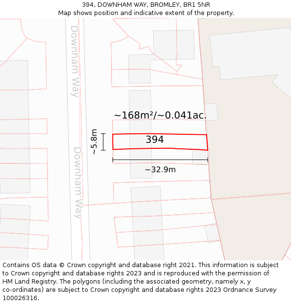 394, DOWNHAM WAY, BROMLEY, BR1 5NR: Plot and title map