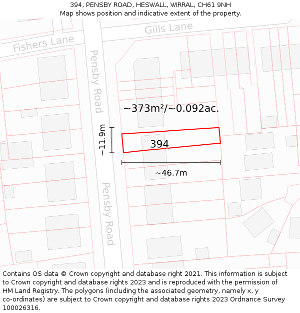 394, PENSBY ROAD, HESWALL, WIRRAL, CH61 9NH: Plot and title map