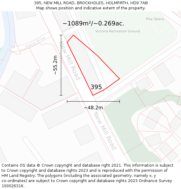 395, NEW MILL ROAD, BROCKHOLES, HOLMFIRTH, HD9 7AB: Plot and title map