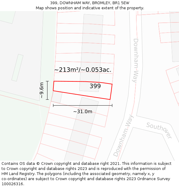 399, DOWNHAM WAY, BROMLEY, BR1 5EW: Plot and title map