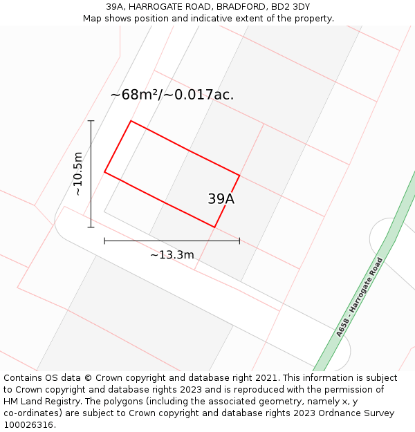 39A, HARROGATE ROAD, BRADFORD, BD2 3DY: Plot and title map
