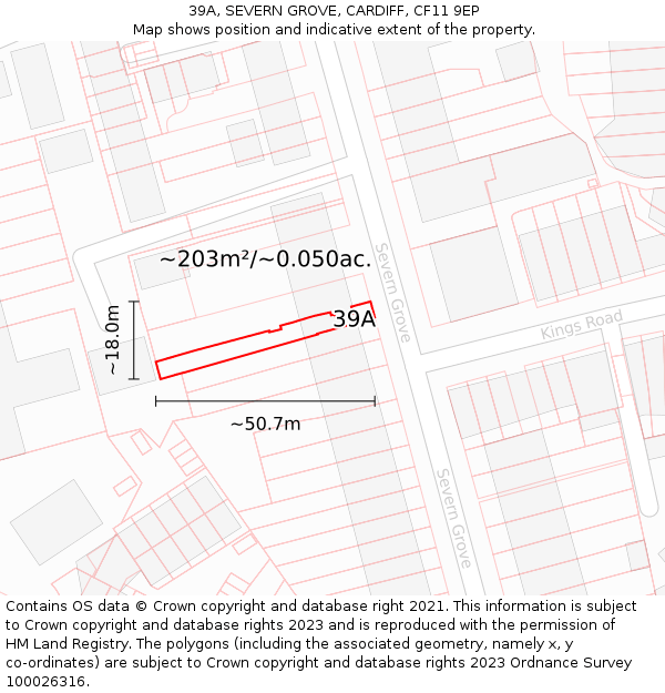 39A, SEVERN GROVE, CARDIFF, CF11 9EP: Plot and title map