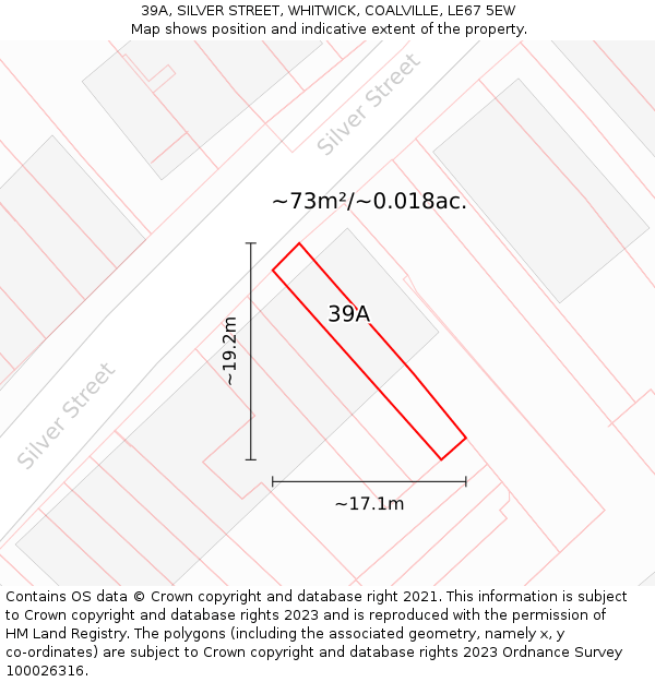 39A, SILVER STREET, WHITWICK, COALVILLE, LE67 5EW: Plot and title map