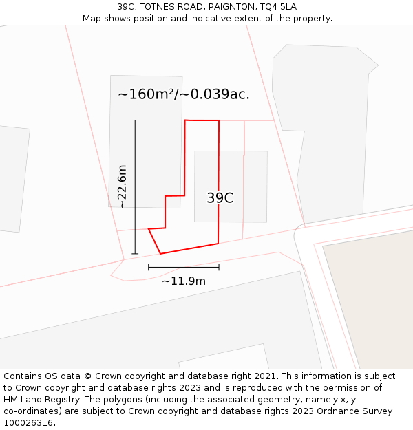 39C, TOTNES ROAD, PAIGNTON, TQ4 5LA: Plot and title map