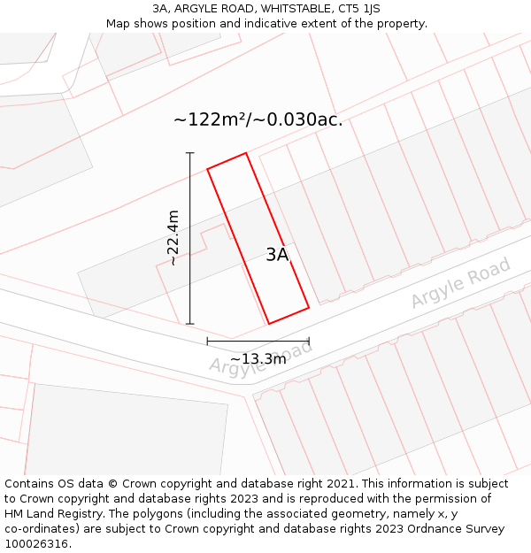 3A, ARGYLE ROAD, WHITSTABLE, CT5 1JS: Plot and title map