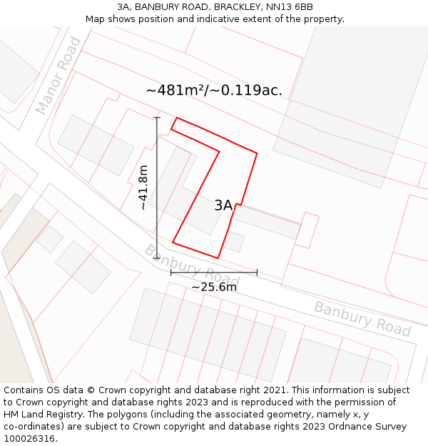 3A, BANBURY ROAD, BRACKLEY, NN13 6BB: Plot and title map