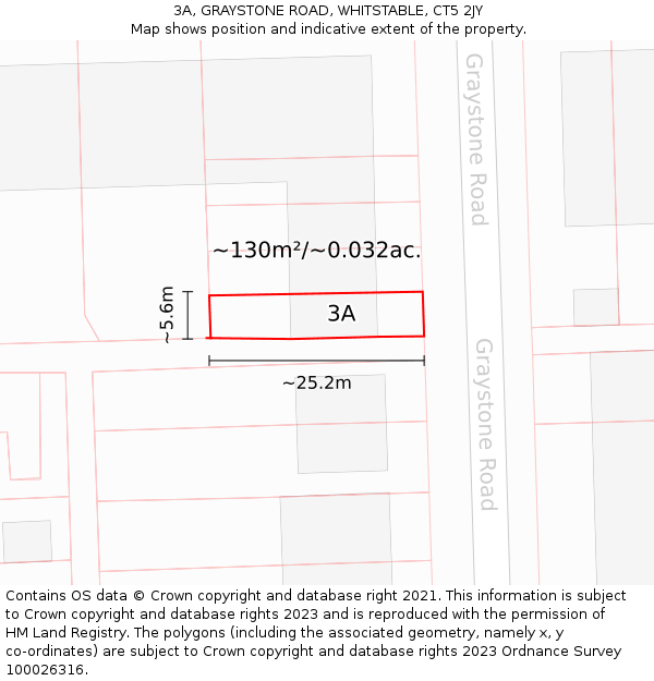 3A, GRAYSTONE ROAD, WHITSTABLE, CT5 2JY: Plot and title map