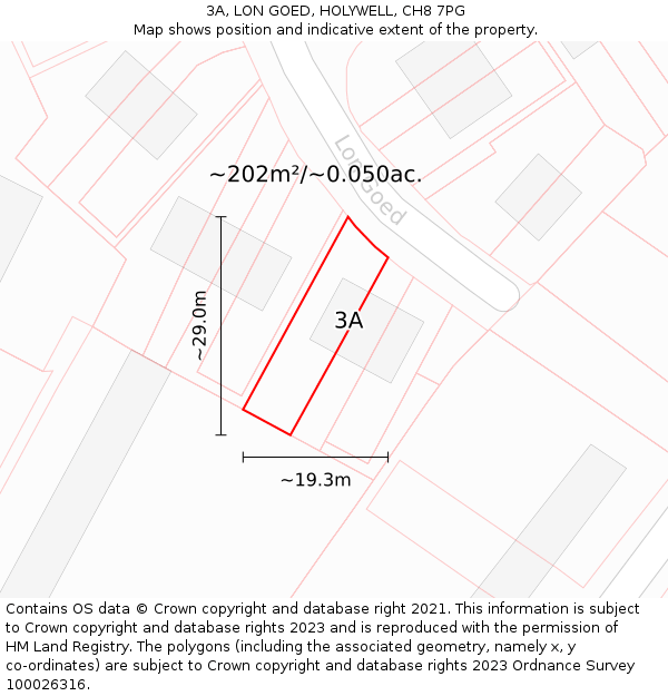 3A, LON GOED, HOLYWELL, CH8 7PG: Plot and title map