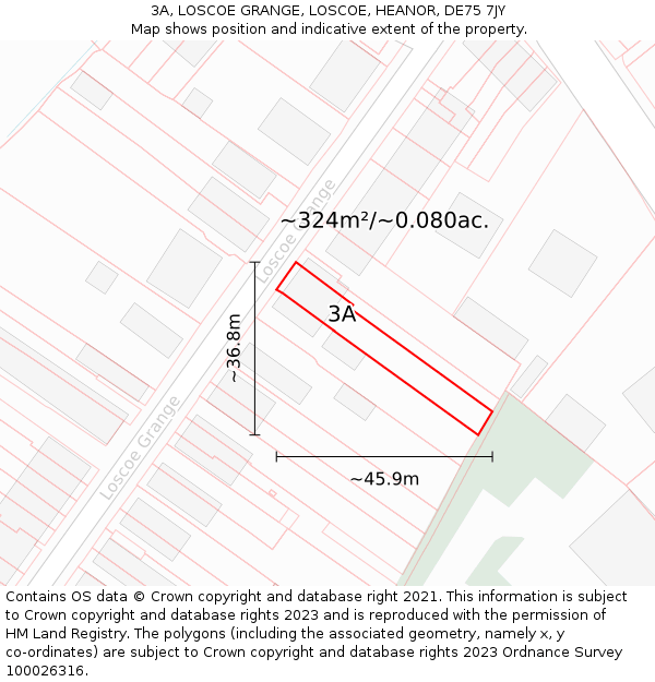 3A, LOSCOE GRANGE, LOSCOE, HEANOR, DE75 7JY: Plot and title map