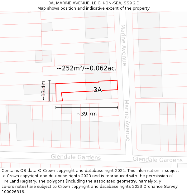 3A, MARINE AVENUE, LEIGH-ON-SEA, SS9 2JD: Plot and title map