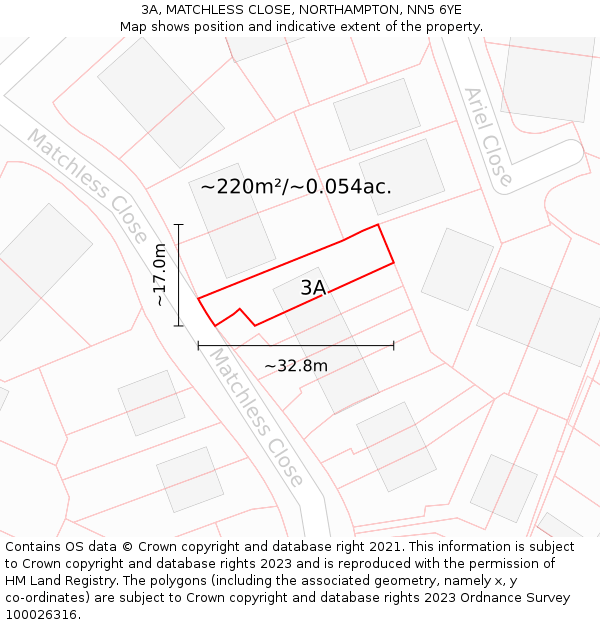 3A, MATCHLESS CLOSE, NORTHAMPTON, NN5 6YE: Plot and title map