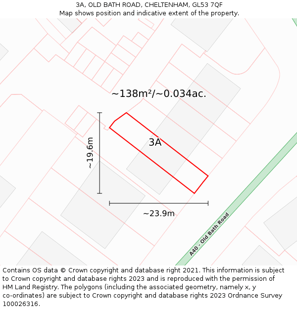 3A, OLD BATH ROAD, CHELTENHAM, GL53 7QF: Plot and title map