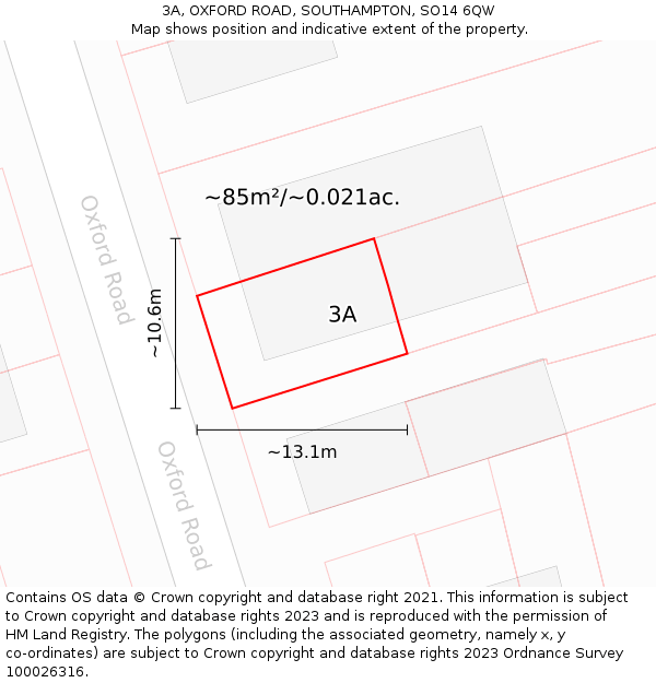 3A, OXFORD ROAD, SOUTHAMPTON, SO14 6QW: Plot and title map
