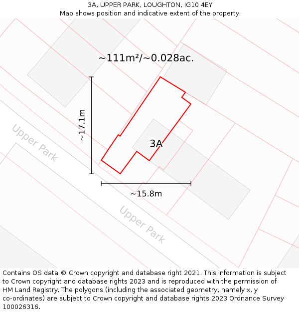 3A, UPPER PARK, LOUGHTON, IG10 4EY: Plot and title map