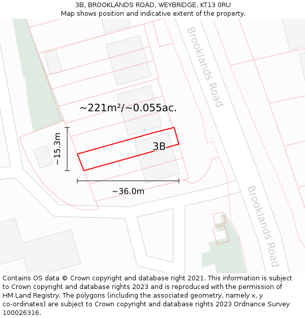 3B, BROOKLANDS ROAD, WEYBRIDGE, KT13 0RU: Plot and title map