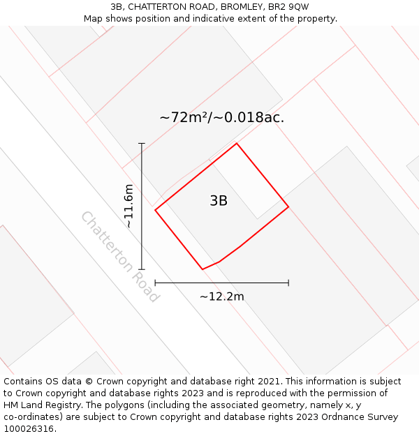 3B, CHATTERTON ROAD, BROMLEY, BR2 9QW: Plot and title map