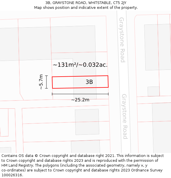 3B, GRAYSTONE ROAD, WHITSTABLE, CT5 2JY: Plot and title map
