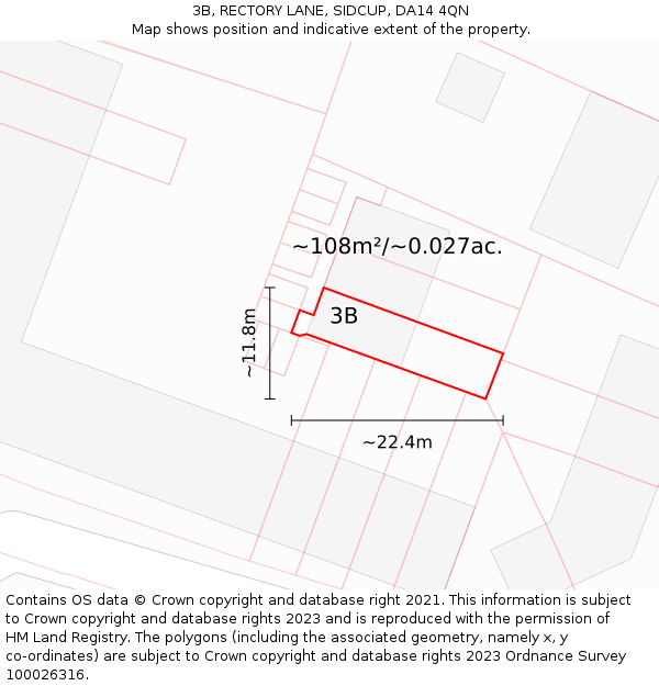 3B, RECTORY LANE, SIDCUP, DA14 4QN: Plot and title map
