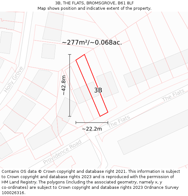 3B, THE FLATS, BROMSGROVE, B61 8LF: Plot and title map
