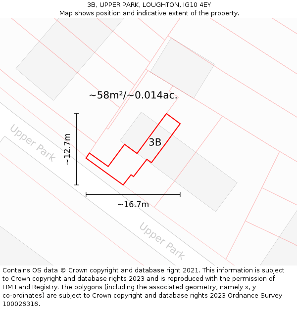 3B, UPPER PARK, LOUGHTON, IG10 4EY: Plot and title map