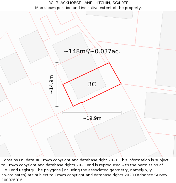 3C, BLACKHORSE LANE, HITCHIN, SG4 9EE: Plot and title map