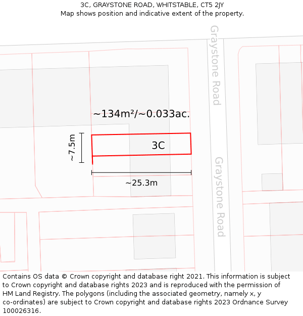 3C, GRAYSTONE ROAD, WHITSTABLE, CT5 2JY: Plot and title map