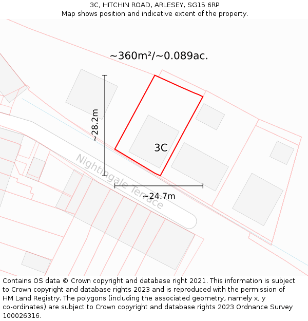 3C, HITCHIN ROAD, ARLESEY, SG15 6RP: Plot and title map