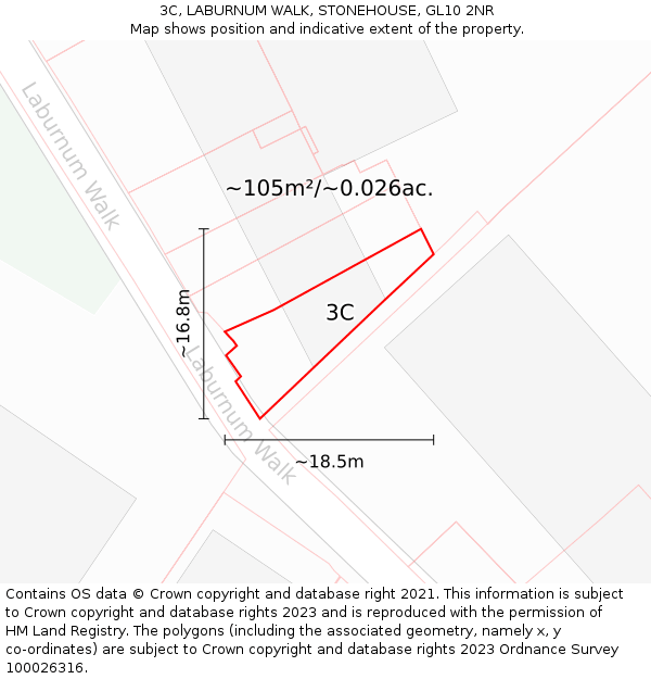 3C, LABURNUM WALK, STONEHOUSE, GL10 2NR: Plot and title map