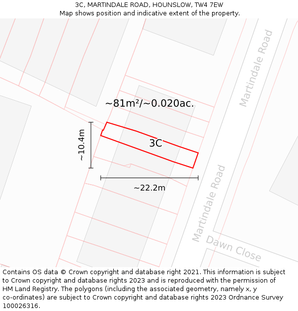 3C, MARTINDALE ROAD, HOUNSLOW, TW4 7EW: Plot and title map