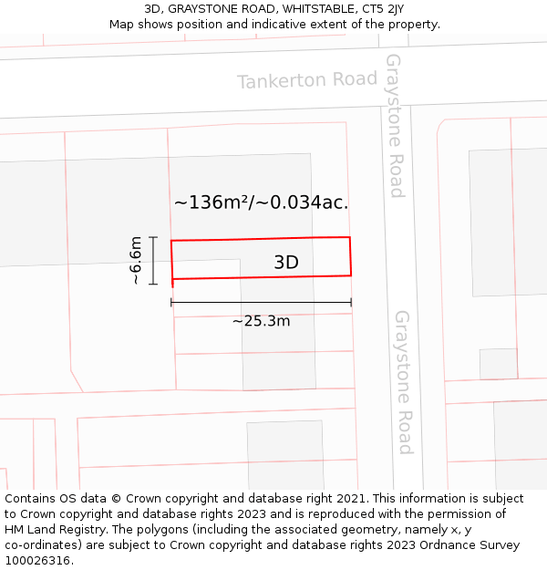 3D, GRAYSTONE ROAD, WHITSTABLE, CT5 2JY: Plot and title map
