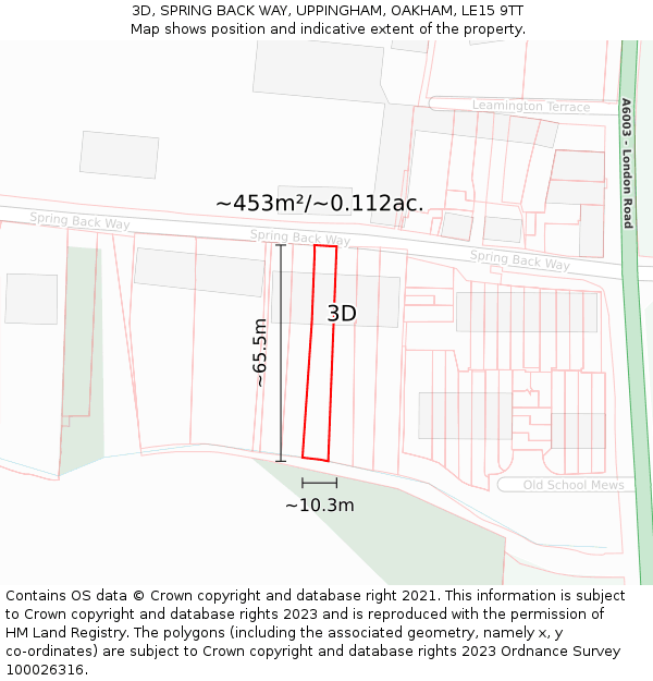 3D, SPRING BACK WAY, UPPINGHAM, OAKHAM, LE15 9TT: Plot and title map