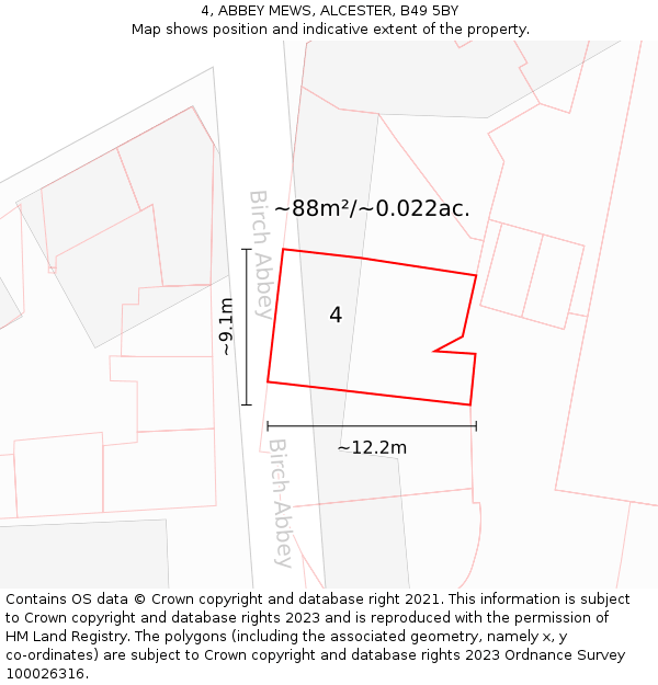 4, ABBEY MEWS, ALCESTER, B49 5BY: Plot and title map