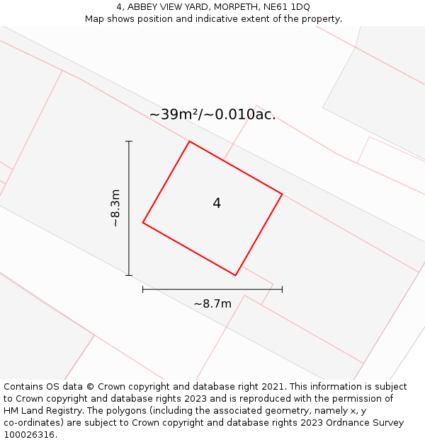 4, ABBEY VIEW YARD, MORPETH, NE61 1DQ: Plot and title map
