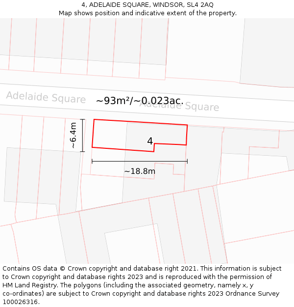 4, ADELAIDE SQUARE, WINDSOR, SL4 2AQ: Plot and title map
