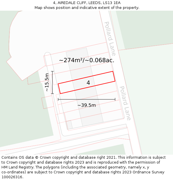 4, AIREDALE CLIFF, LEEDS, LS13 1EA: Plot and title map
