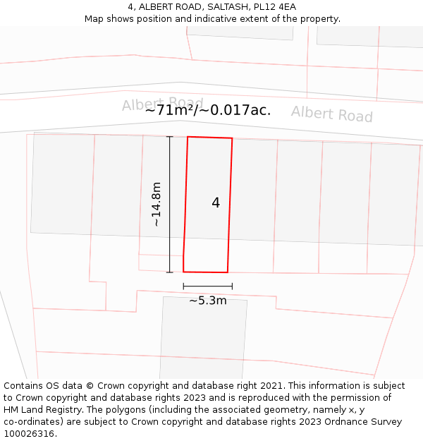 4, ALBERT ROAD, SALTASH, PL12 4EA: Plot and title map