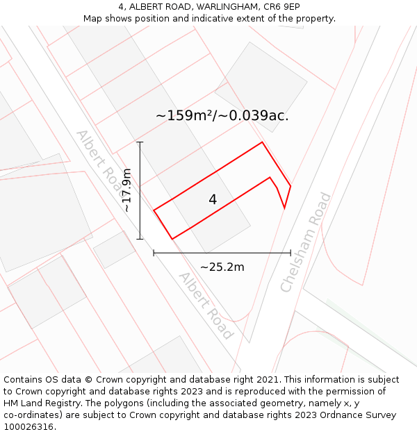 4, ALBERT ROAD, WARLINGHAM, CR6 9EP: Plot and title map