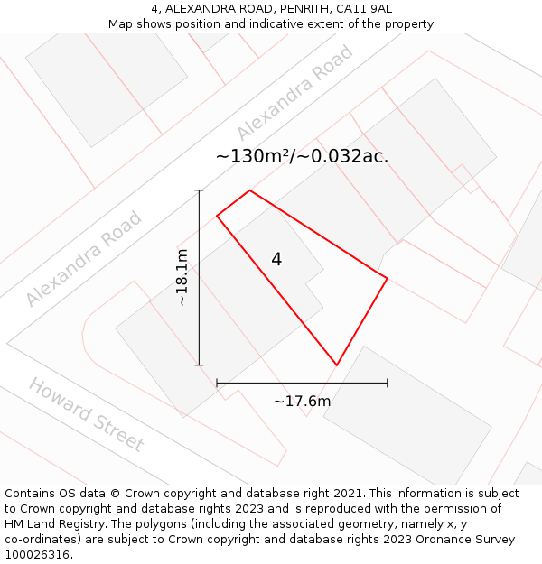4, ALEXANDRA ROAD, PENRITH, CA11 9AL: Plot and title map