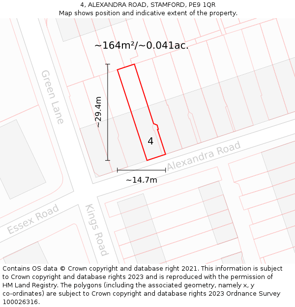 4, ALEXANDRA ROAD, STAMFORD, PE9 1QR: Plot and title map