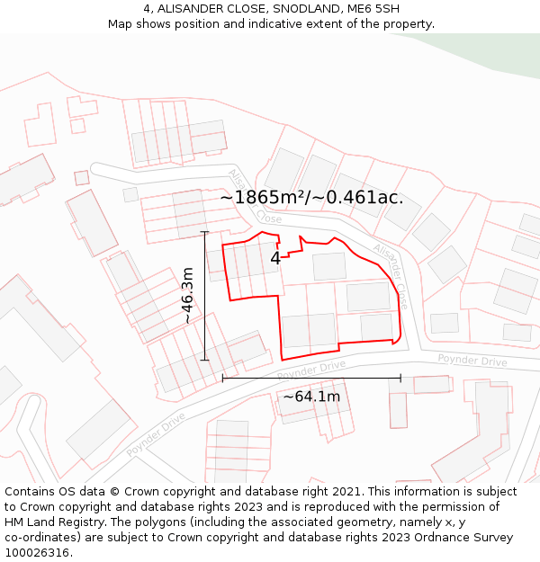4, ALISANDER CLOSE, SNODLAND, ME6 5SH: Plot and title map