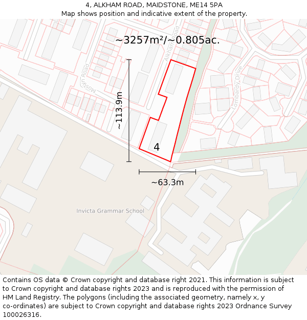 4, ALKHAM ROAD, MAIDSTONE, ME14 5PA: Plot and title map