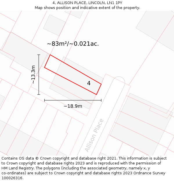 4, ALLISON PLACE, LINCOLN, LN1 1PY: Plot and title map